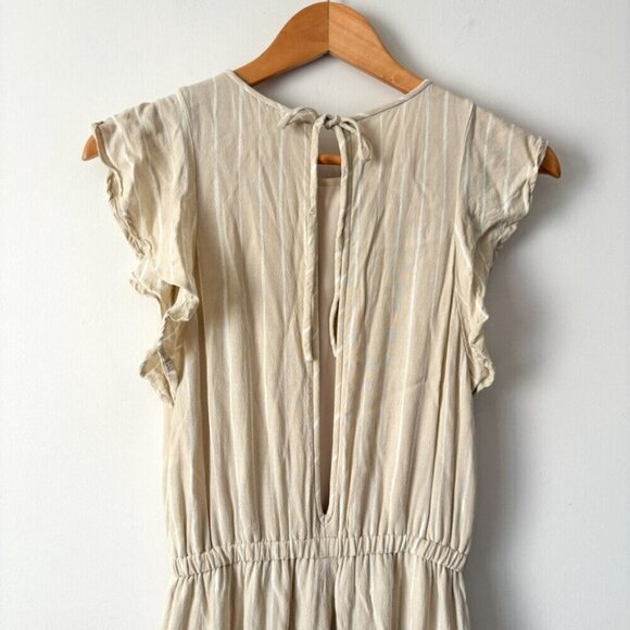 Aritzia Wilfred Fleurette Ruffled Wide Leg Jumpsuit Striped Cream Size Small - Picture 7 of 9
